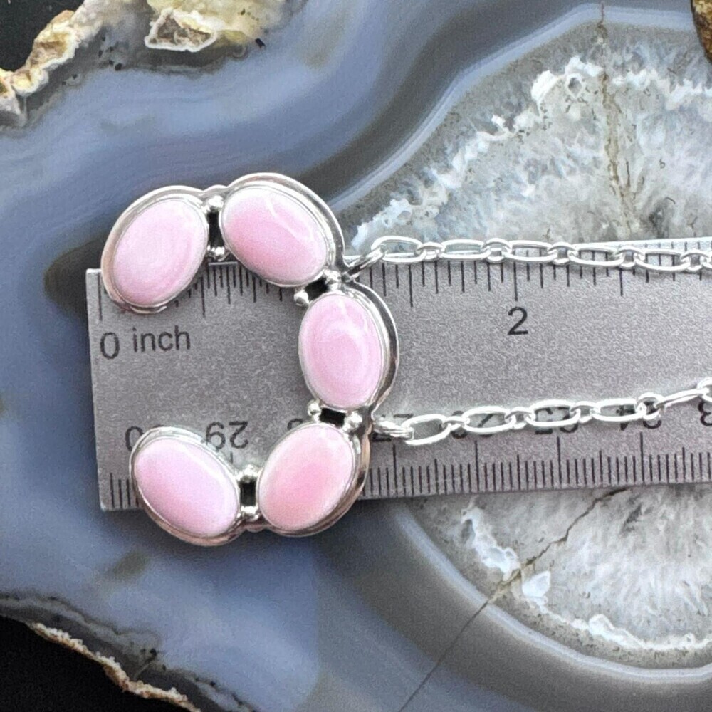 Native American Sterling Silver 5 Oval Pink Conch Naja Pendant W/Chain For Women - Picture 10 of 10